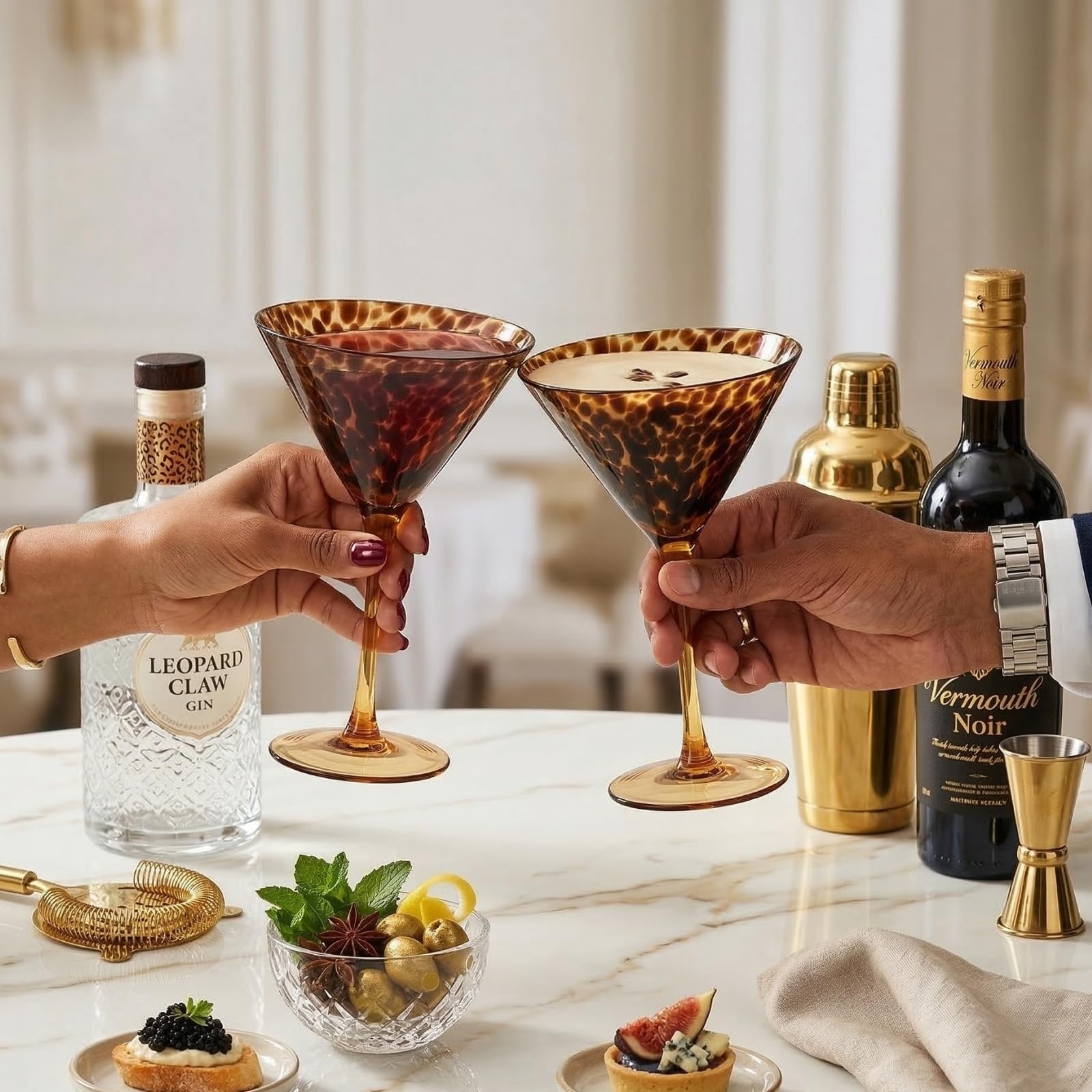 Manhattan Leopard Tortoiseshell Cocktail Glasses