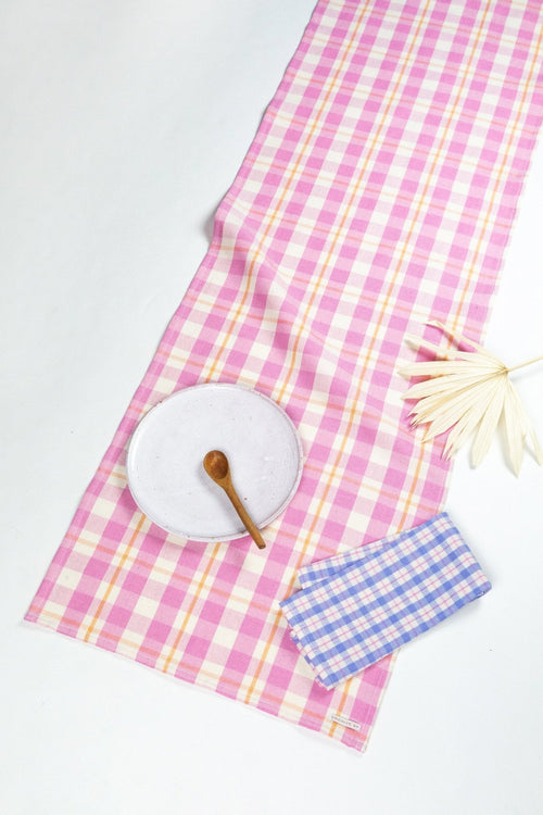 Abigail Plaid Runner in Bubblegum and Peach