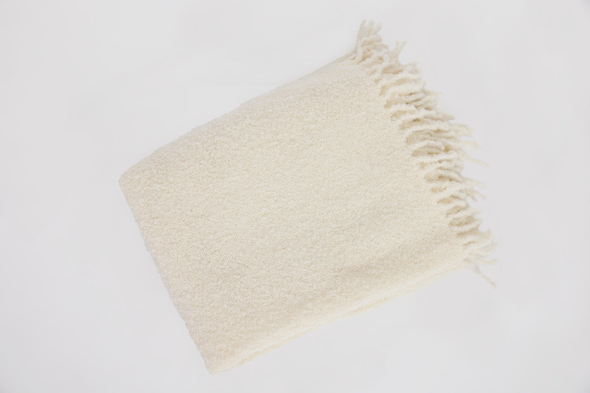 Ivory Alpaca Bouclé Throw Blanket