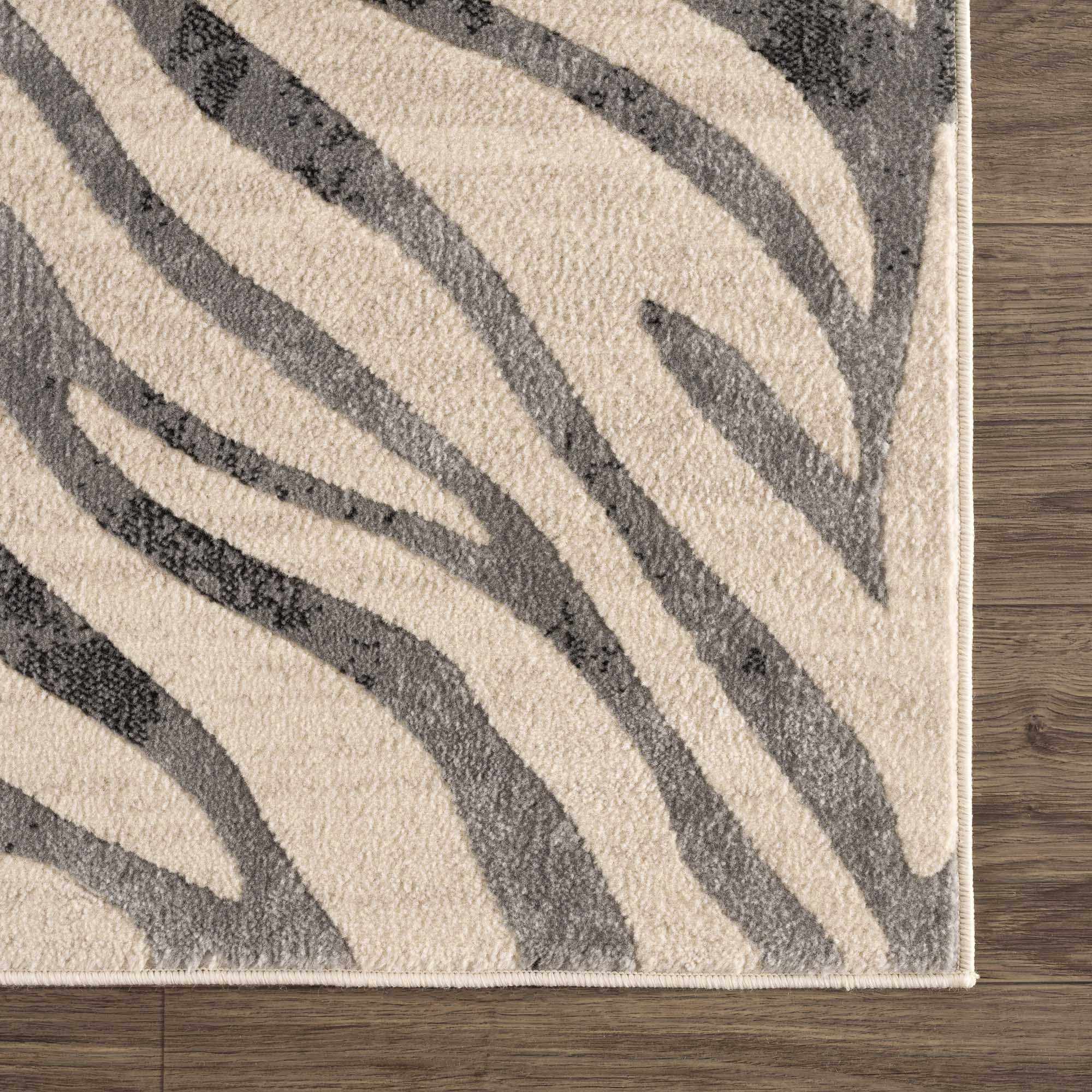 Gray & Bone White Zebra Print Area Rug