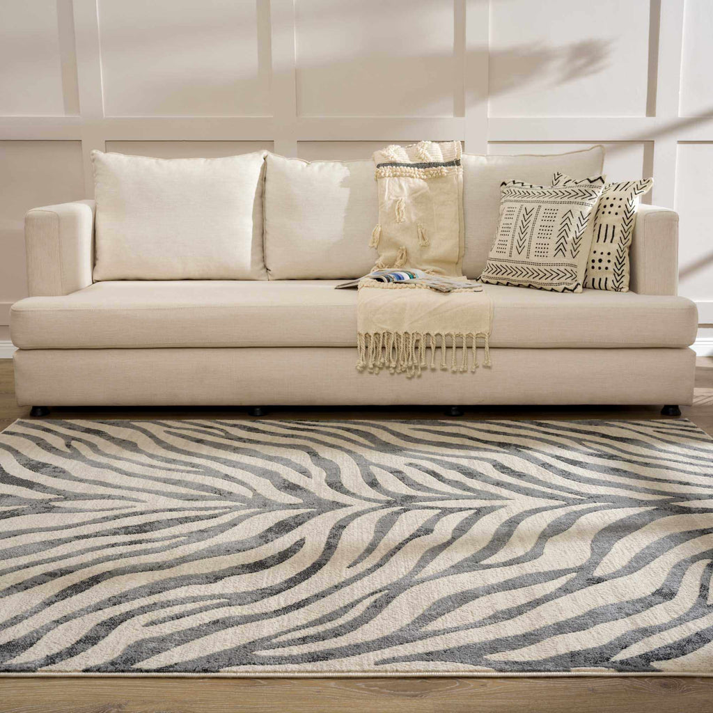 Gray & Bone White Zebra Print Area Rug