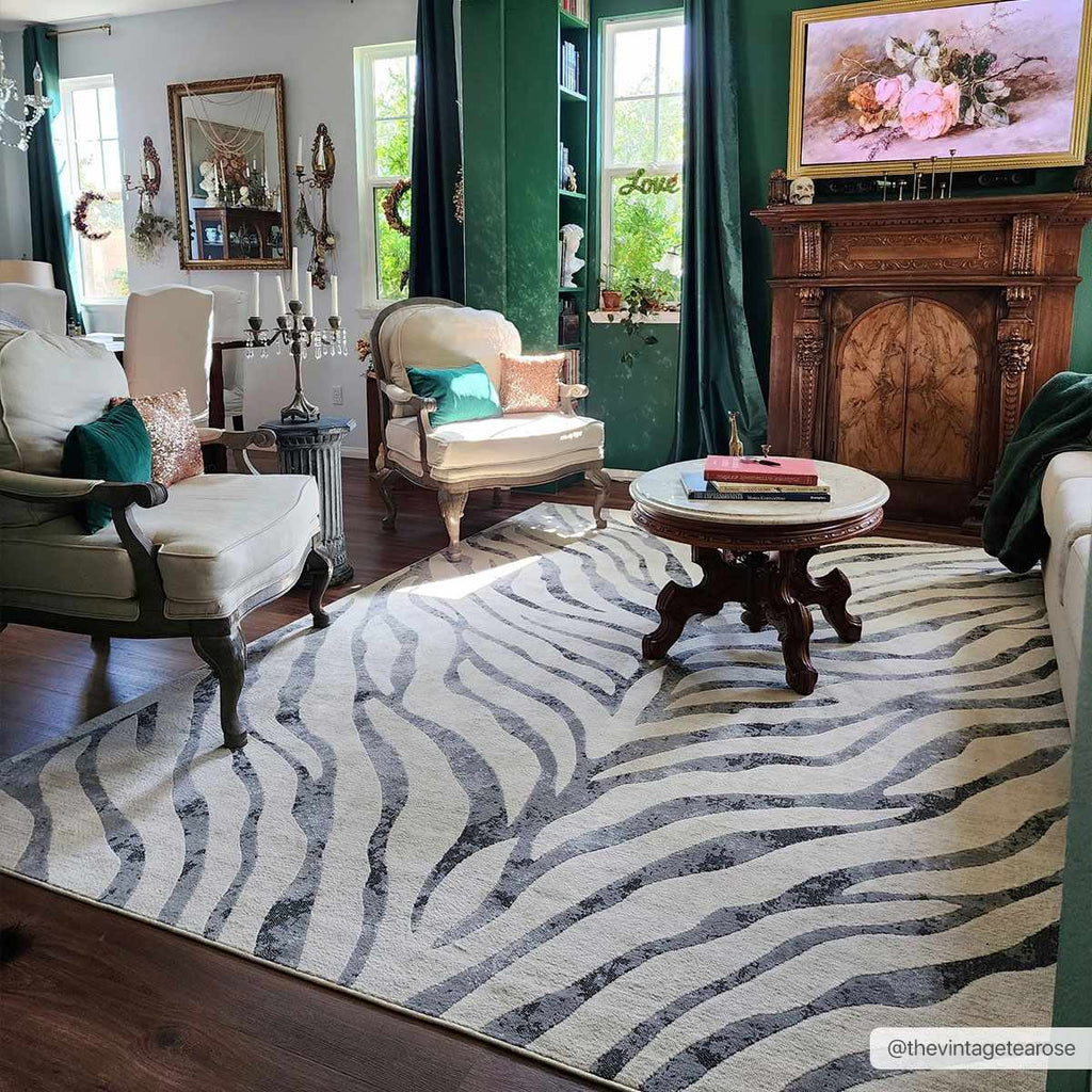 Gray & Bone White Zebra Print Area Rug