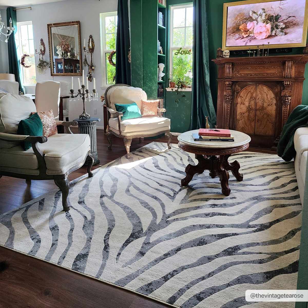 Gray & Bone White Zebra Print Area Rug