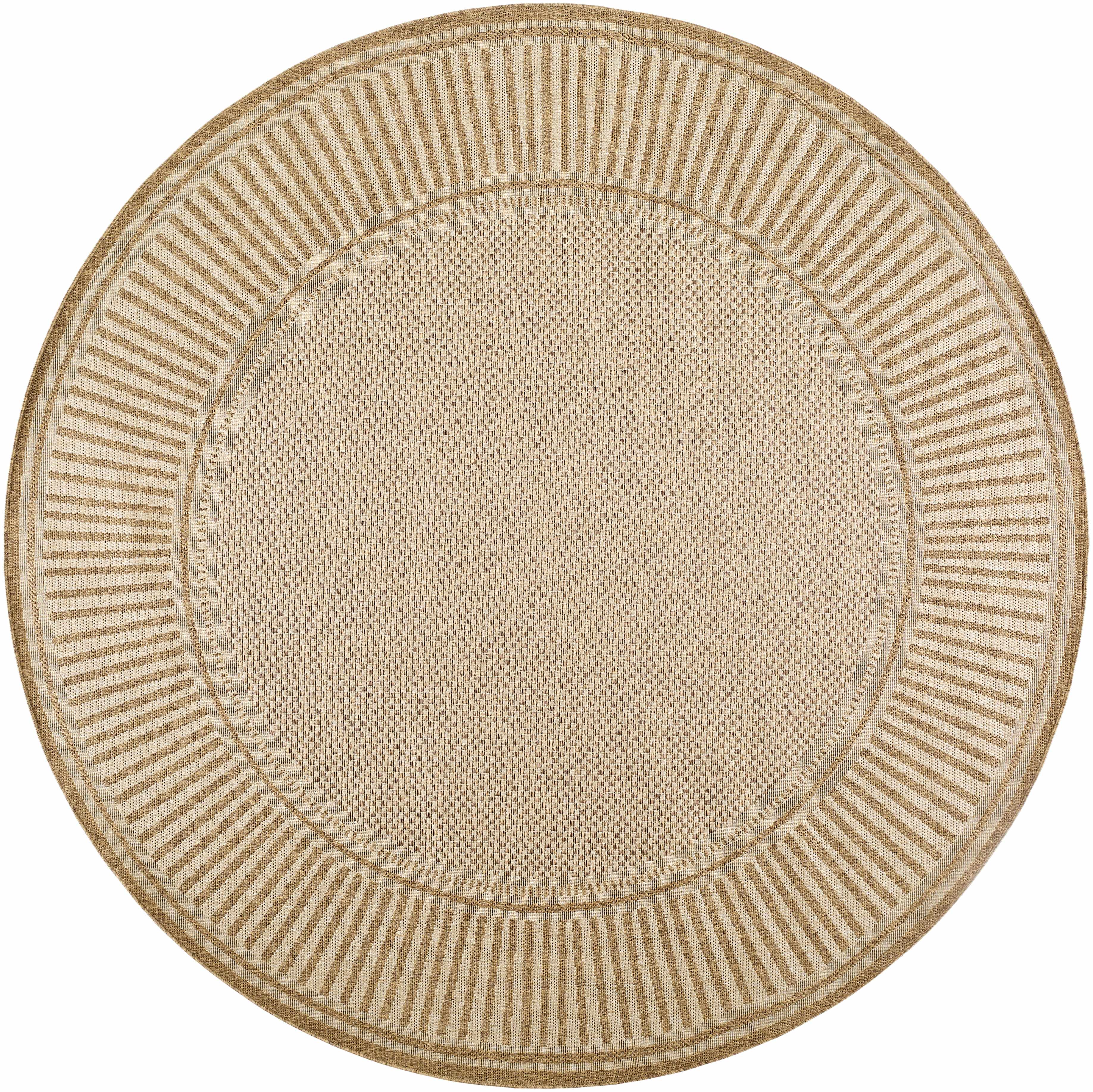 Striped Flat Weave Faux Jute Outdoor Rug