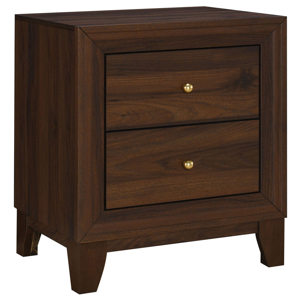 Walnut 2 drawer Nightstand Bedside Table