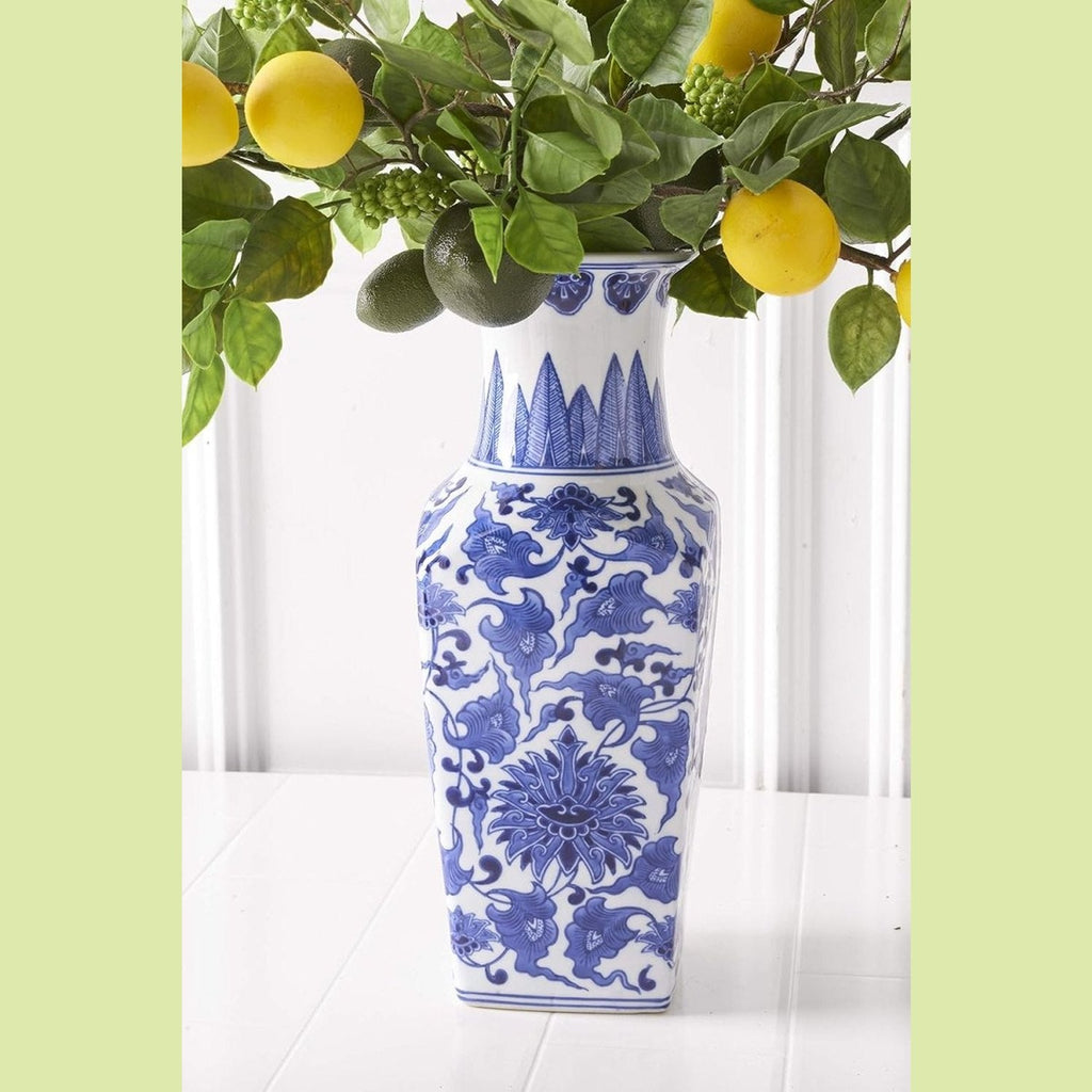 Ceramic Blue & White Chinoiserie Vase