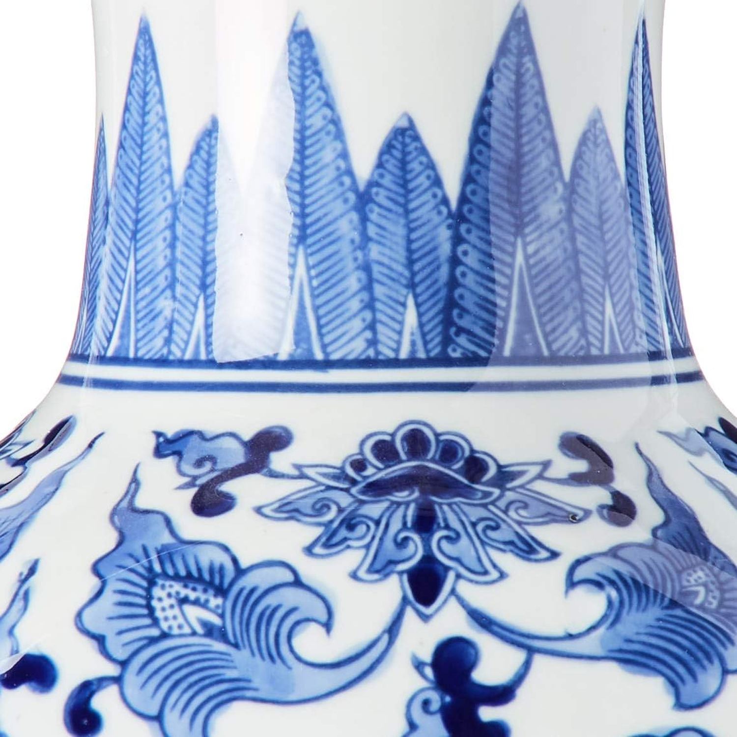 Ceramic Blue & White Chinoiserie Vase