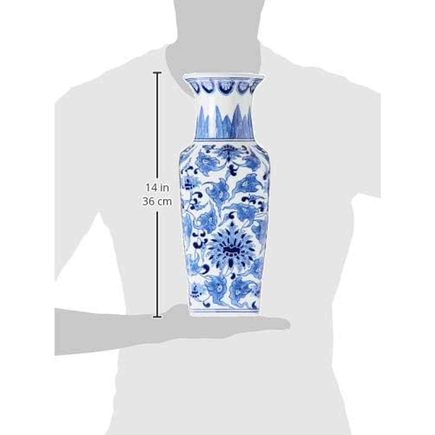 Ceramic Blue & White Chinoiserie Vase