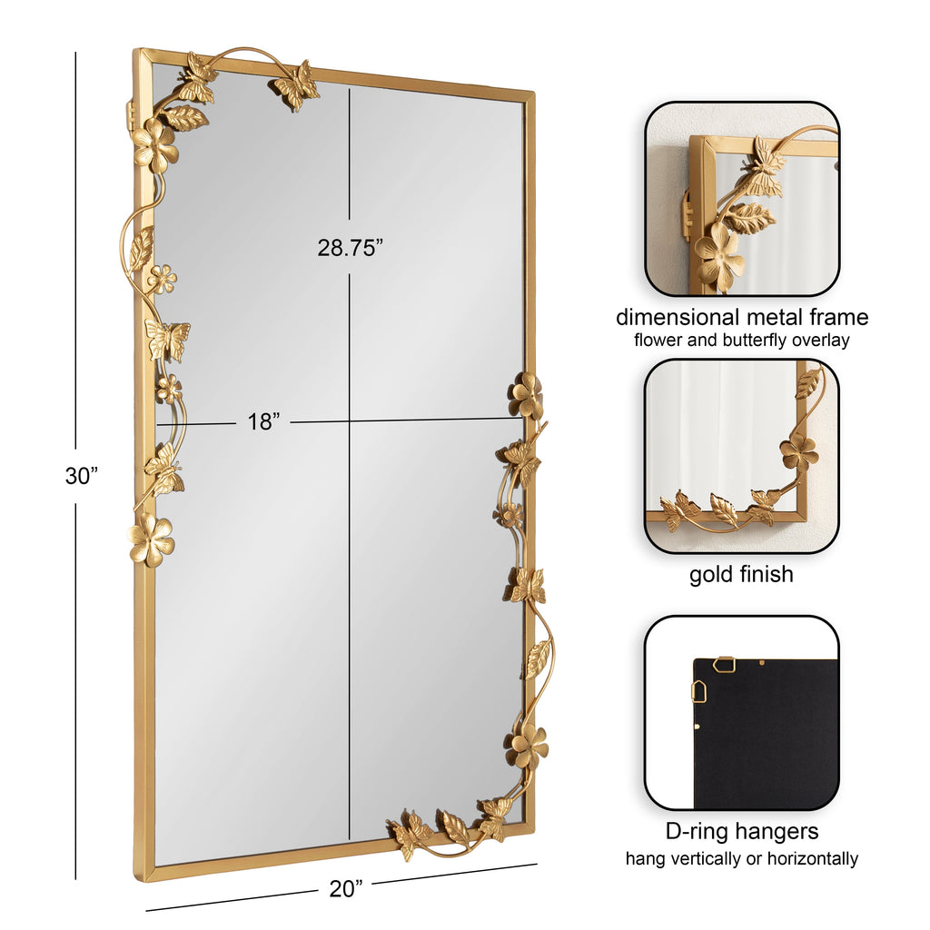 Rosette Floral Rectangular Mirror