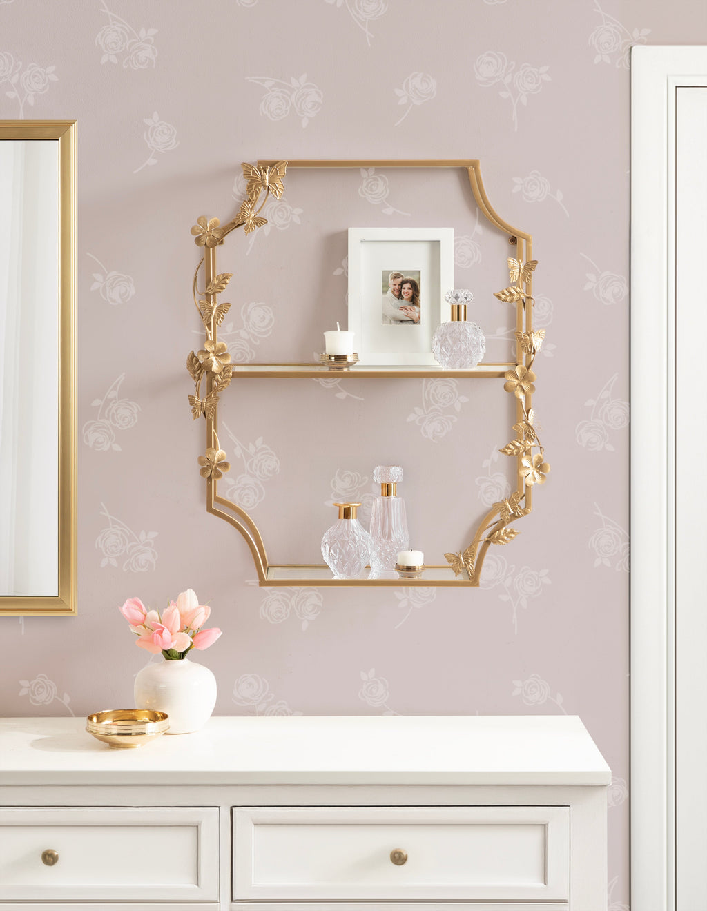 Rosette Garden Floral Tiered Shelf