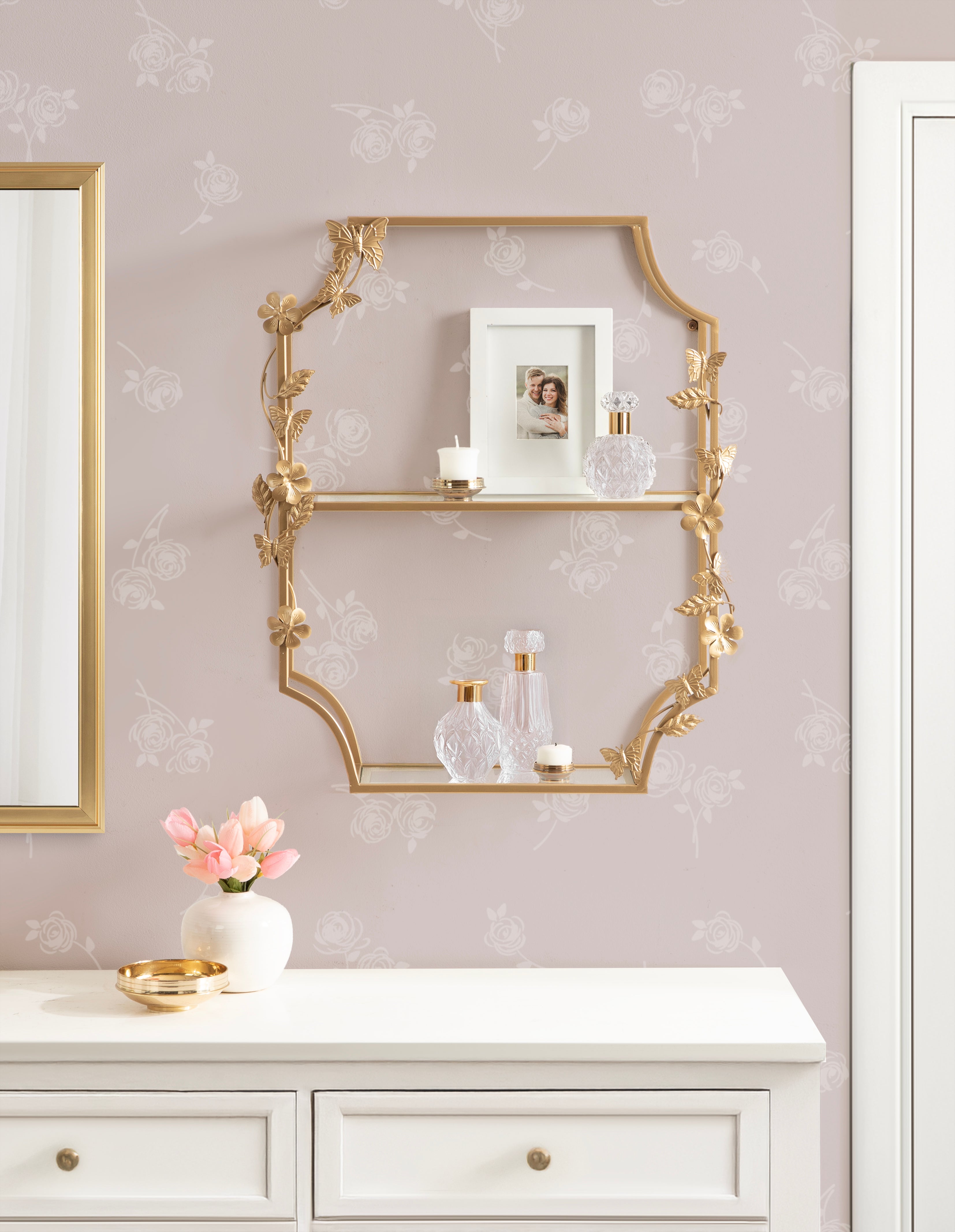 Rosette Garden Floral Tiered Shelf
