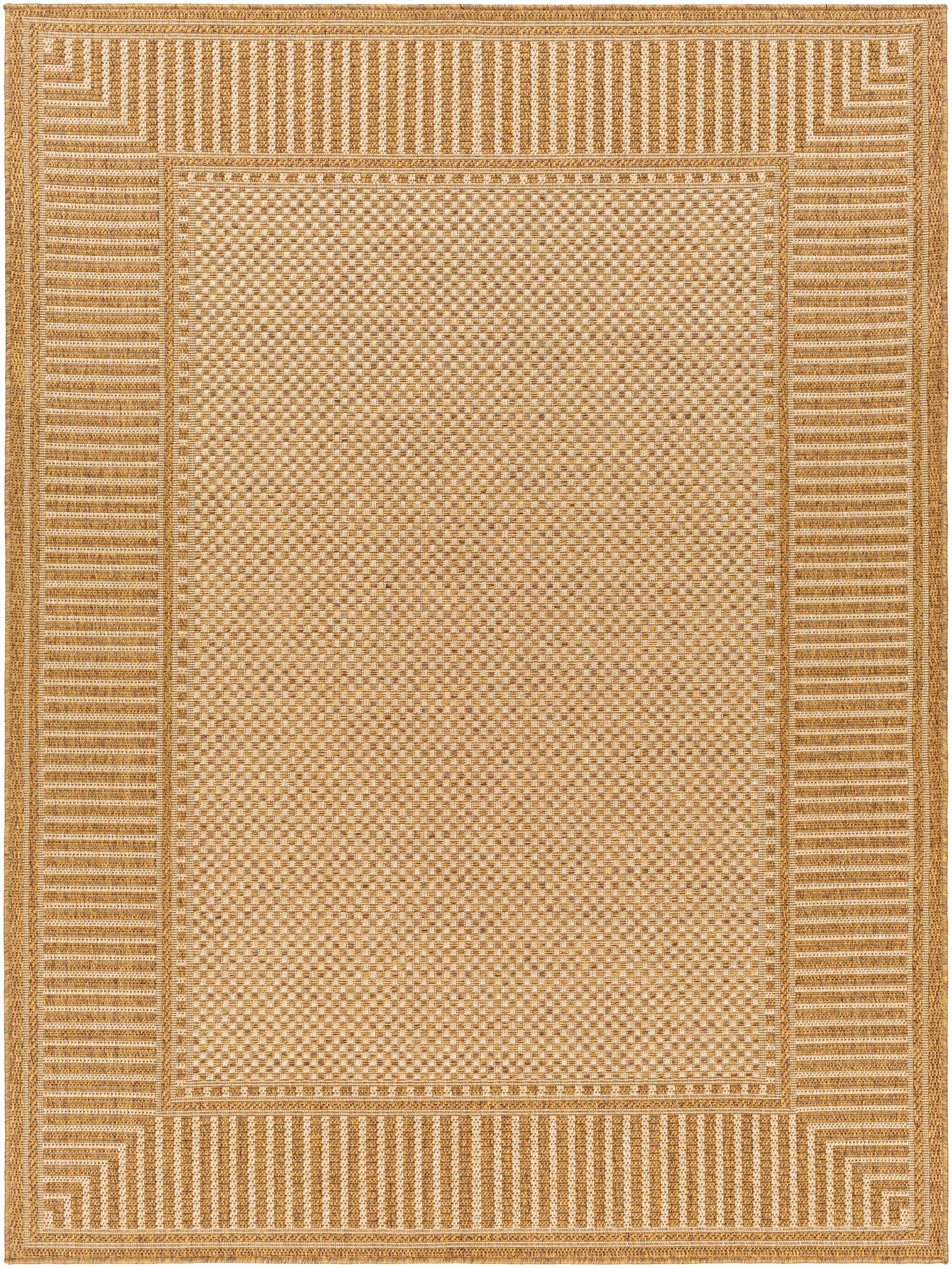 Striped Flat Weave Faux Jute Outdoor Rug
