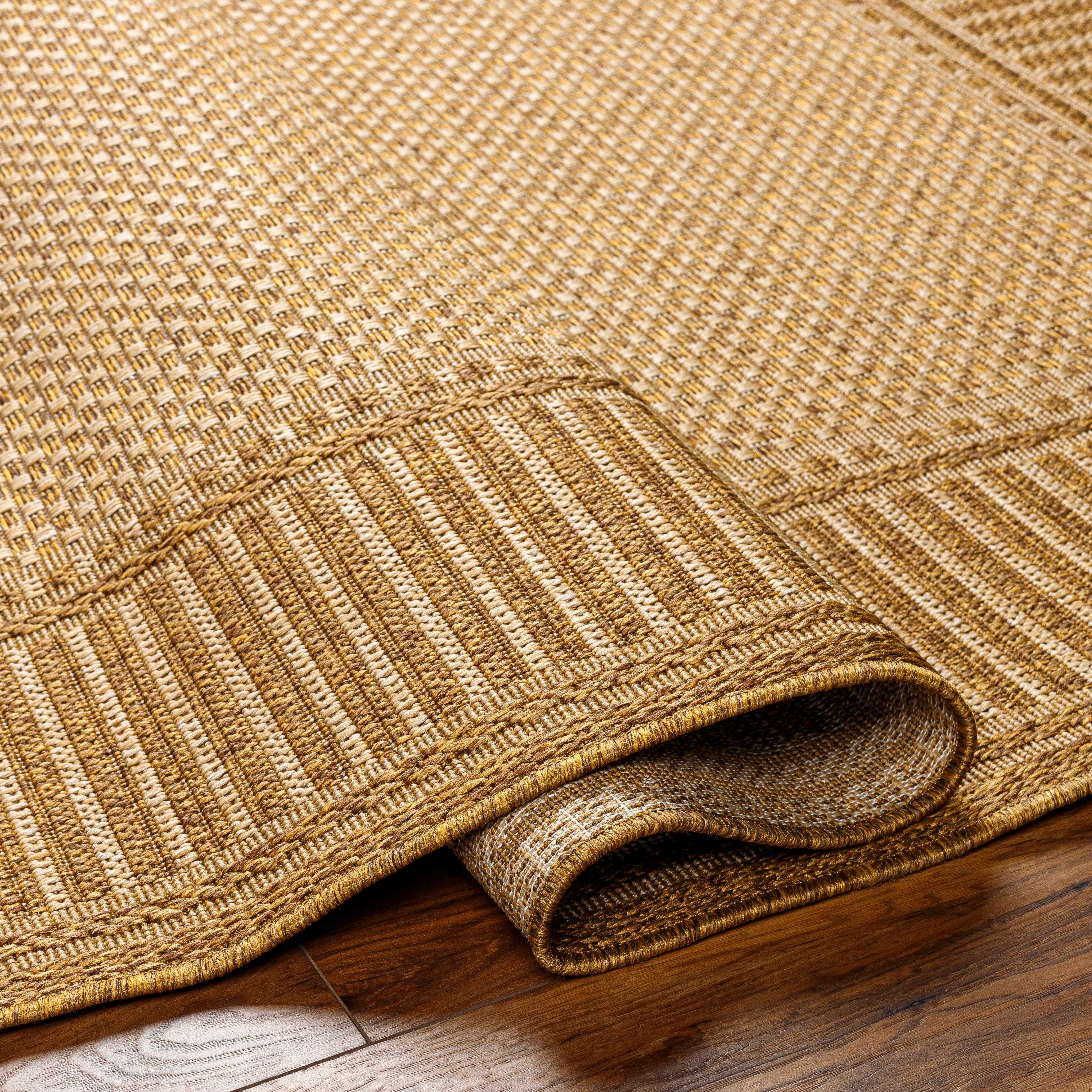 Striped Flat Weave Faux Jute Outdoor Rug