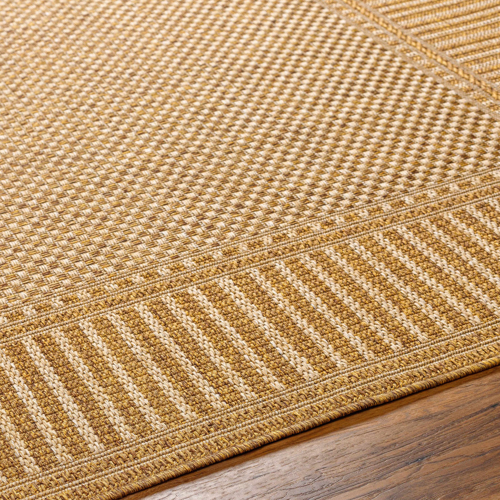 Striped Flat Weave Faux Jute Outdoor Rug