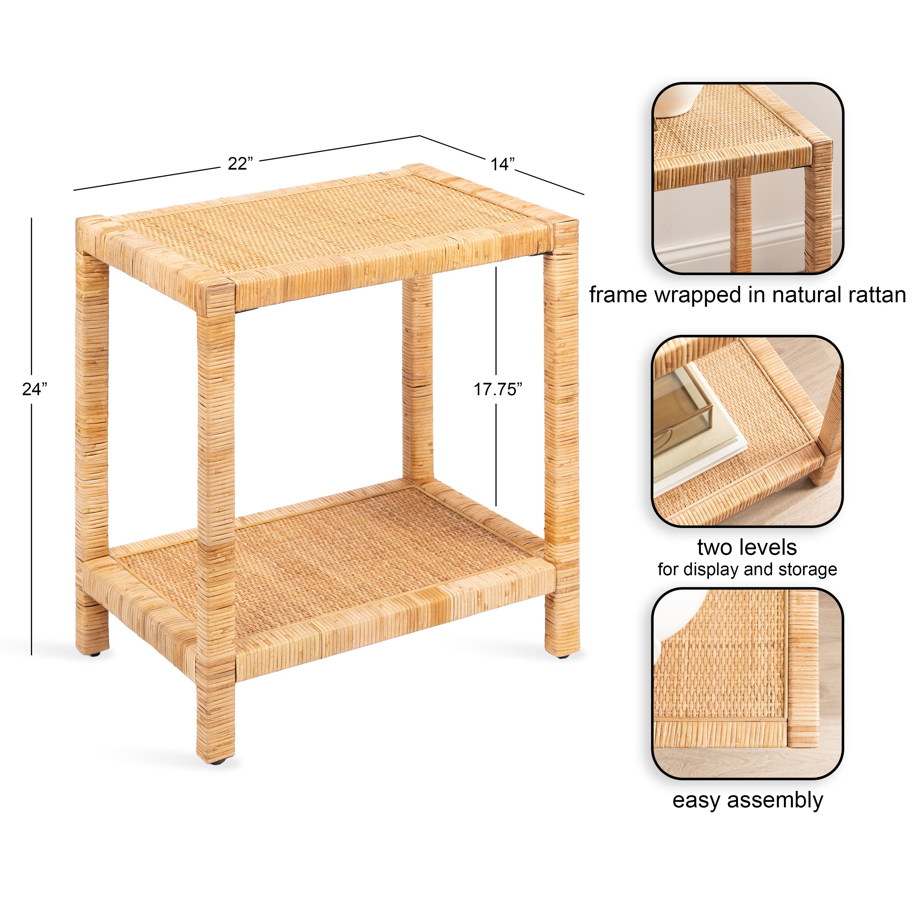Eloise Rattan Rectangle Side Table