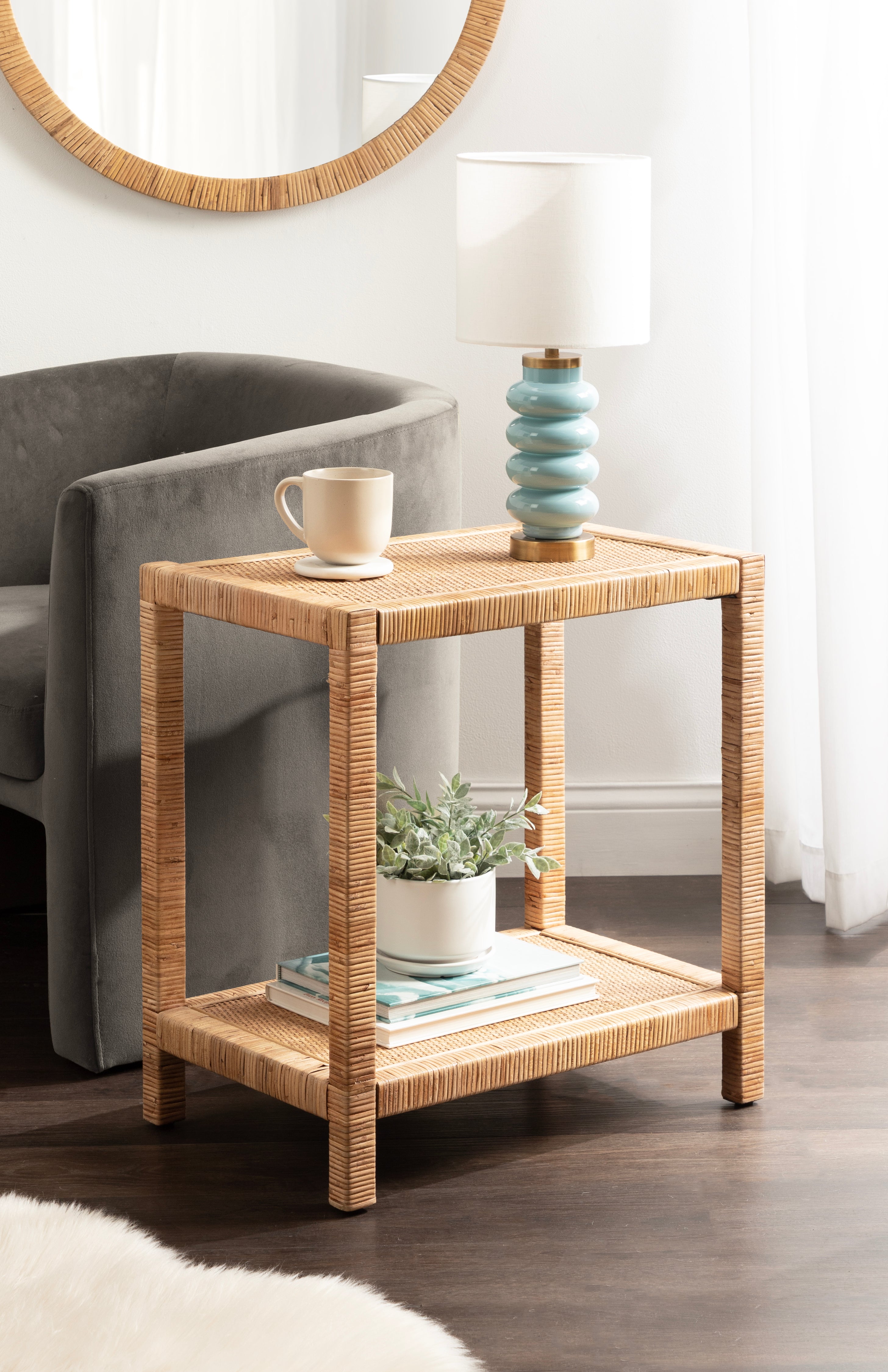 Eloise Rattan Rectangle Side Table